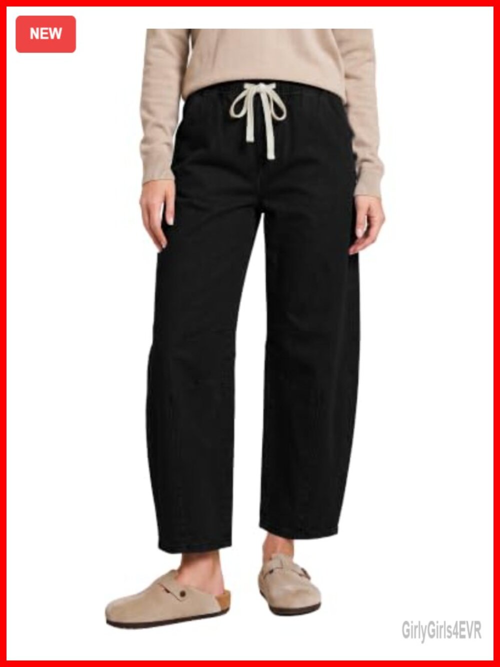 High Waisted Barrel Jeans Pull On Crop Denim Pants